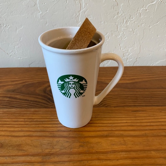 Starbucks -- White Ceramic -- Tall Mug with Cork Lid – 6" Coffee Cup - Picture 6 of 10
